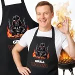 Bawełniany Czarny Fartuch Kuchenny Grill Vader Fartuszek Z Nadrukiem