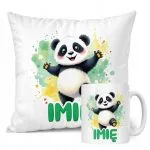 Zestaw personalizowany Kubek + Poduszka Panda Zwierzak Słodki Prezent