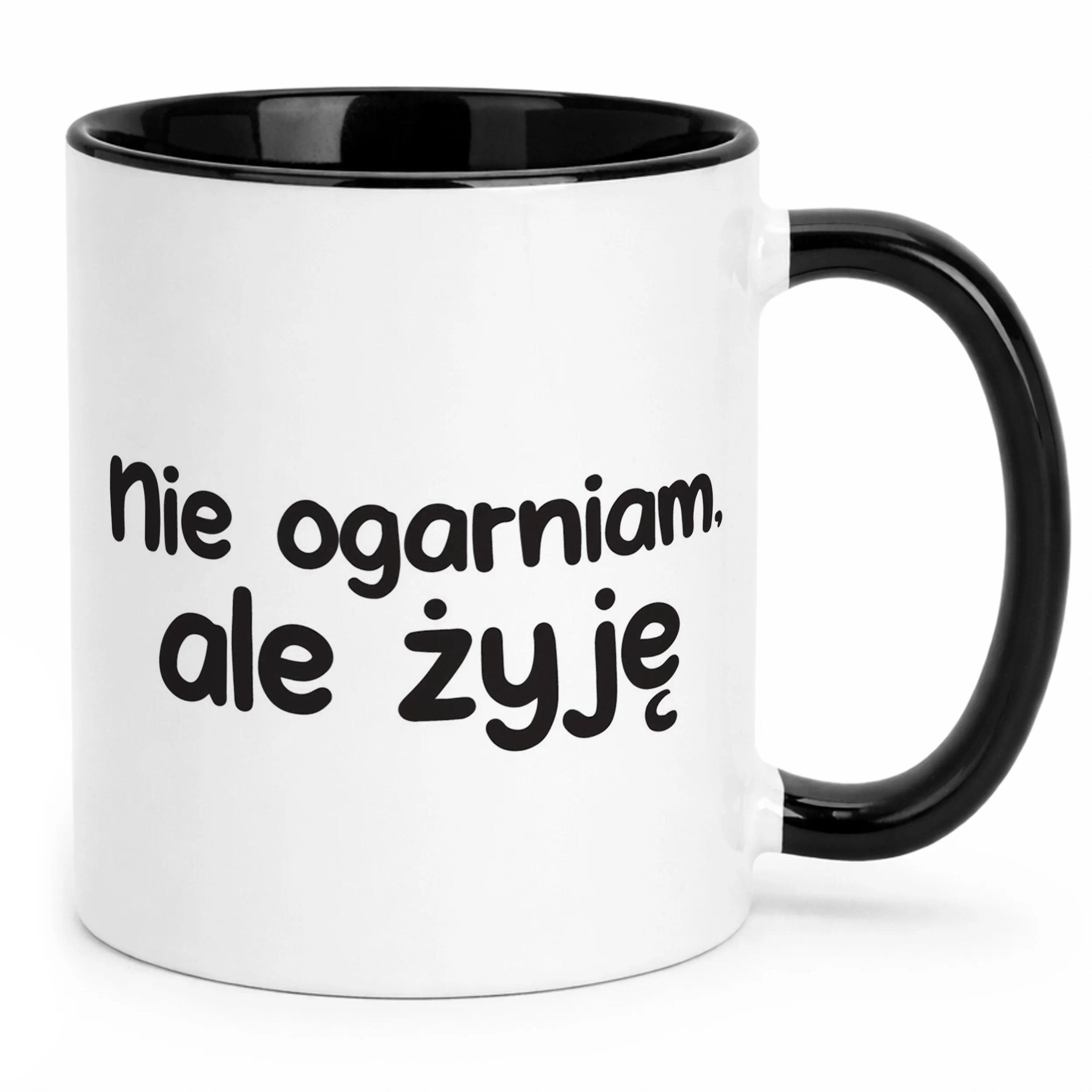 Kubek Czarny Nie Ogarniam Ale Żyję Śmieszny Zabawny Prezent