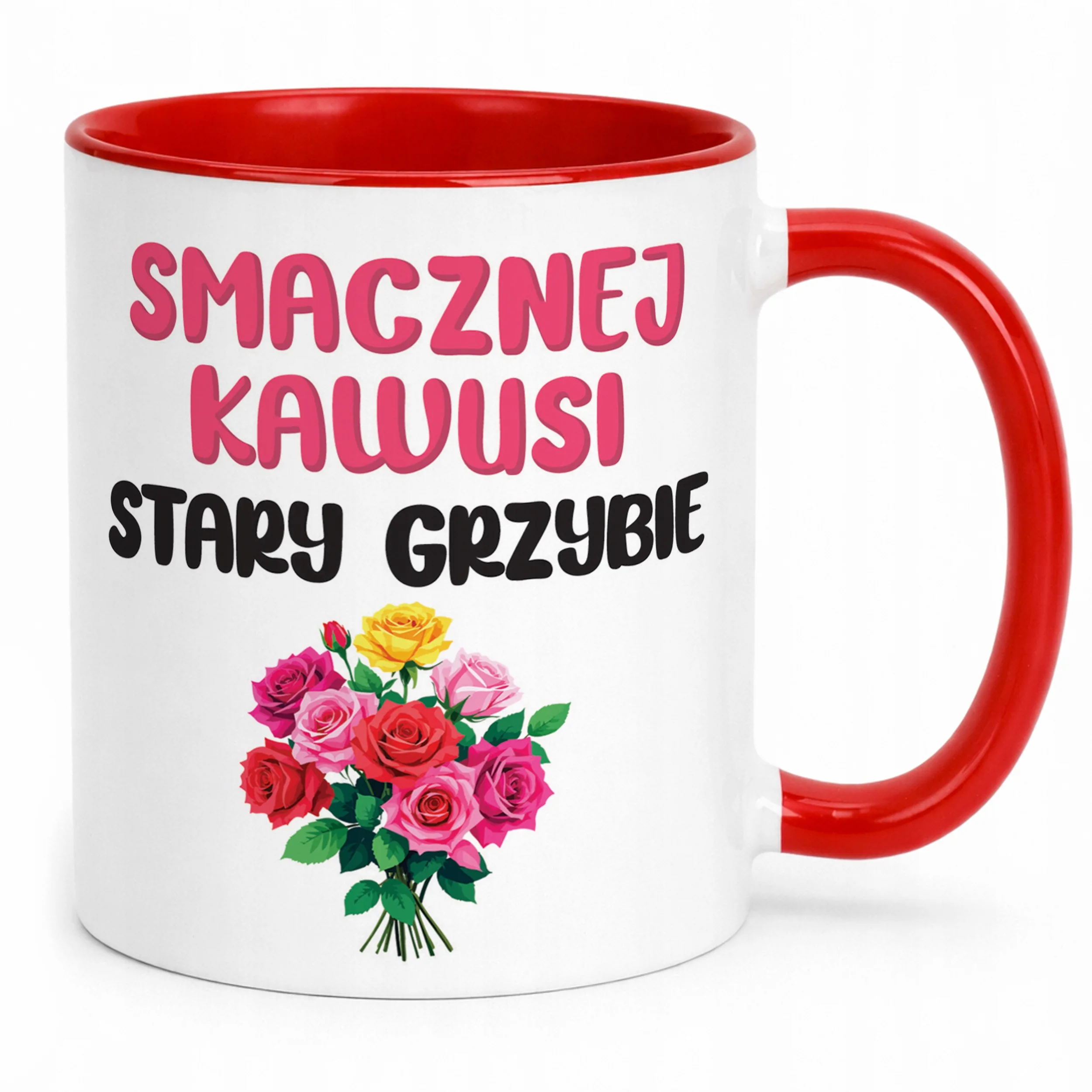 Kubek Czerwony Smacznej Kawus Stary Grzybie Śmieszny Zabawny Prezent
