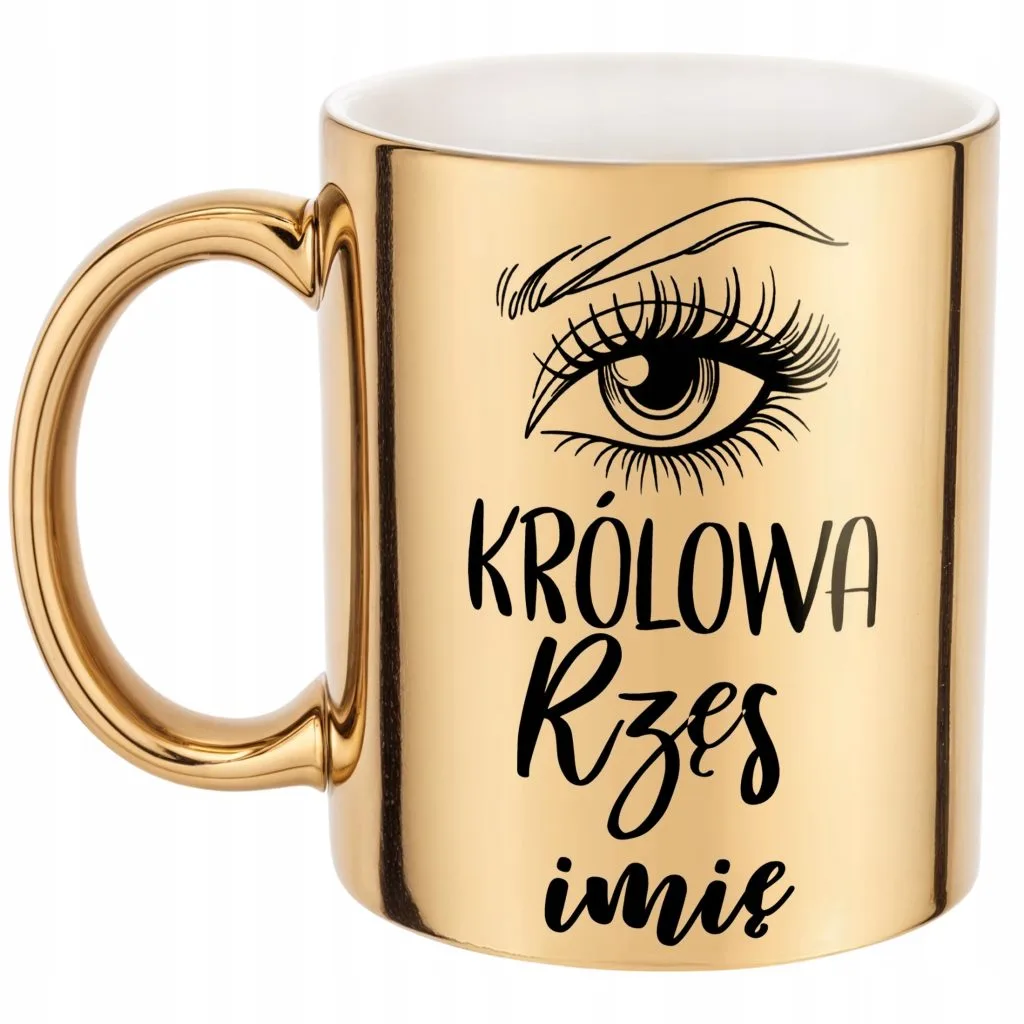 Złoty Kubek Personalizowany Królowa Rzęs Dla Stylistki Prezent