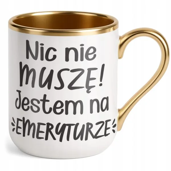 Kubek Premium Złoty Z okazji Emerytury Dla Emeryta Emerytki Prezent