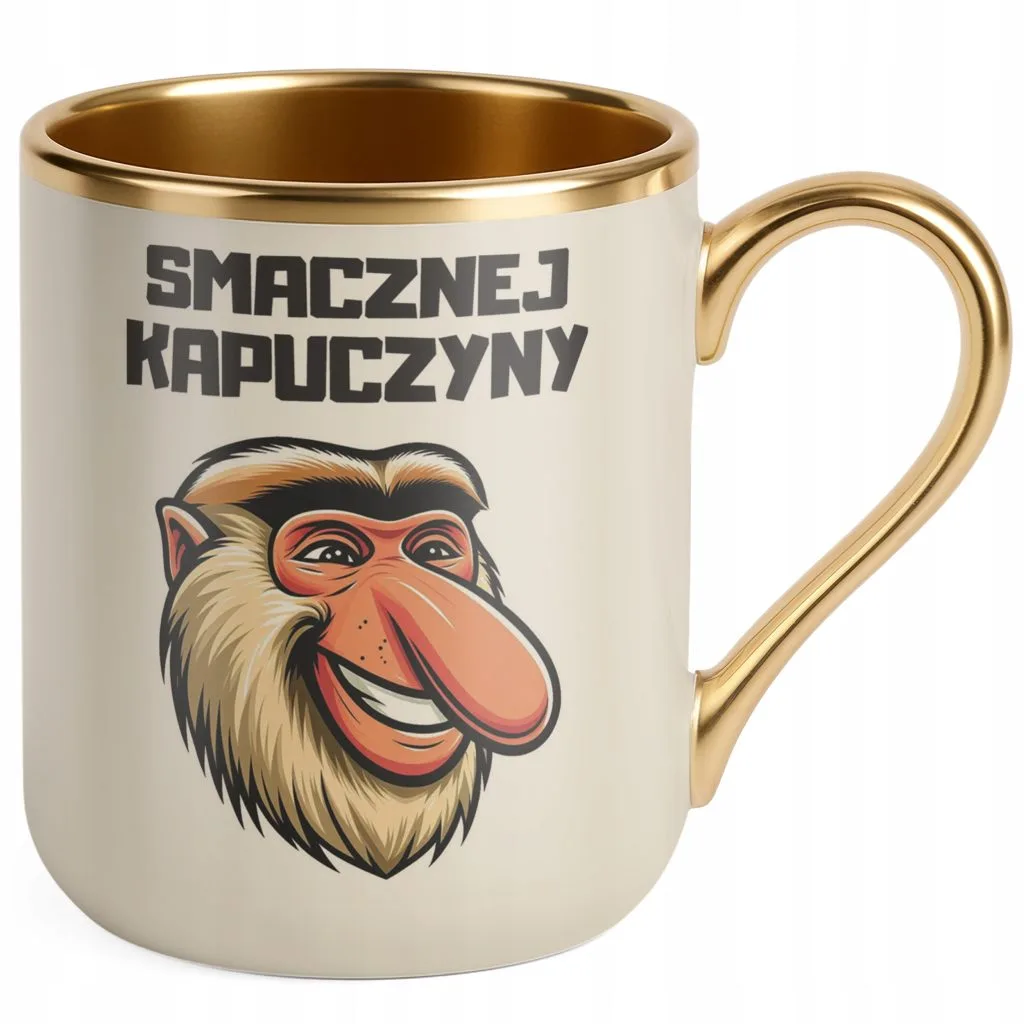 Kubek Premium Złoty Ecru Janusz Nosacz Kawa Zabawny Prezent