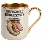 Kubek Premium Złoty Ecru Janusz Nosacz Kawa Zabawny Prezent