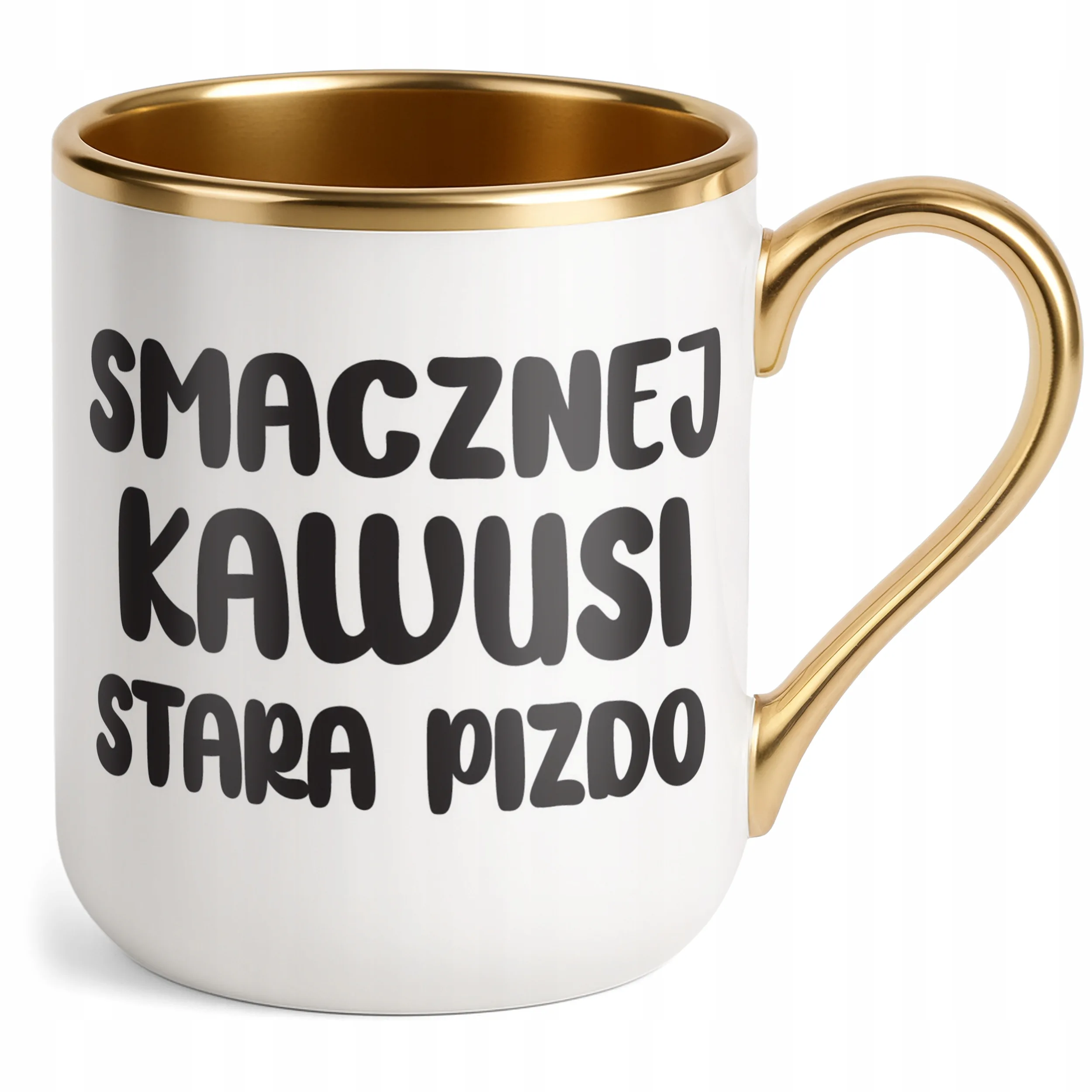 Kubek Premium Złoty Smacznej Kawusi Stara Piz*o Śmieszny Zabawny Prezent