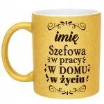 Złoty kubek brokatowy personalizowany Dzień Kobiet Prezent Upominek