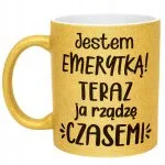 Złoty kubek brokatowy Z okazji Emerytury Dla Emeryta Emerytki Prezent