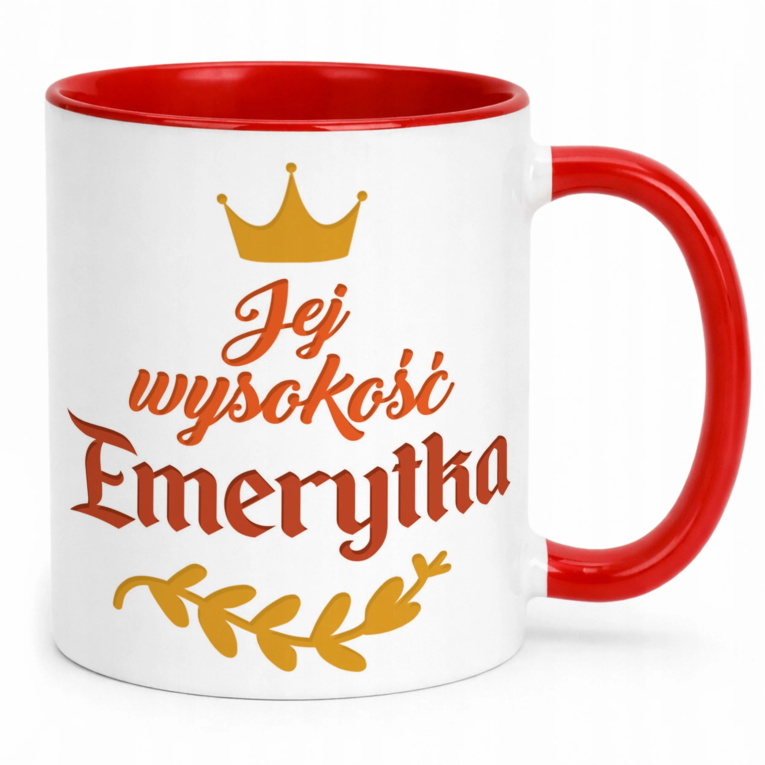 Kubek Czerwony z okazji Emerytury Dla Emerytki Prezent Upominek