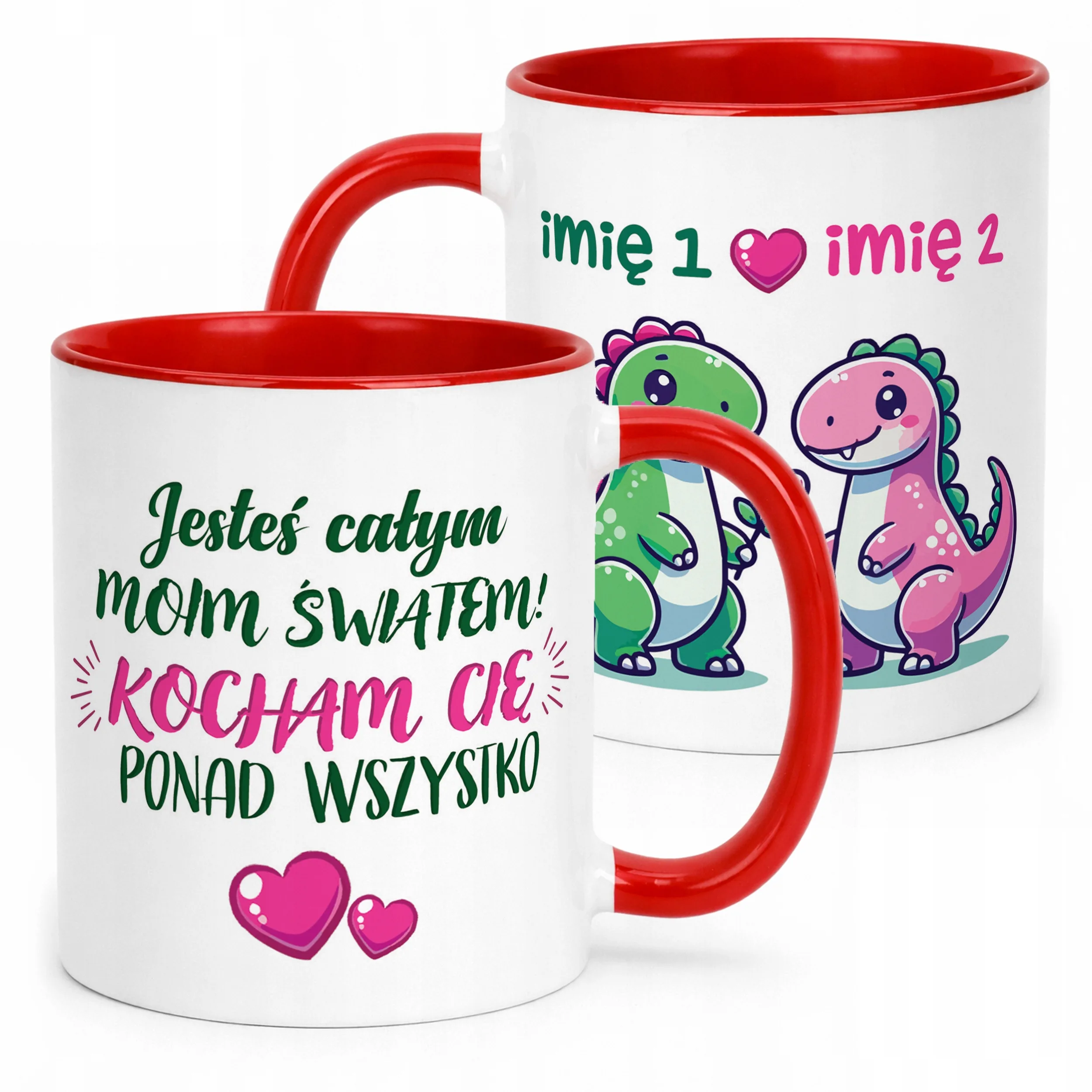Kubek Czerwony Personalizowany Serce Walentynki Prezent Upominek