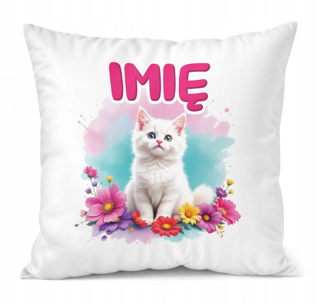 Poduszka 38x38cm Personalizowana Kot Kotek Zwierzak Słodki Dla Dzieci