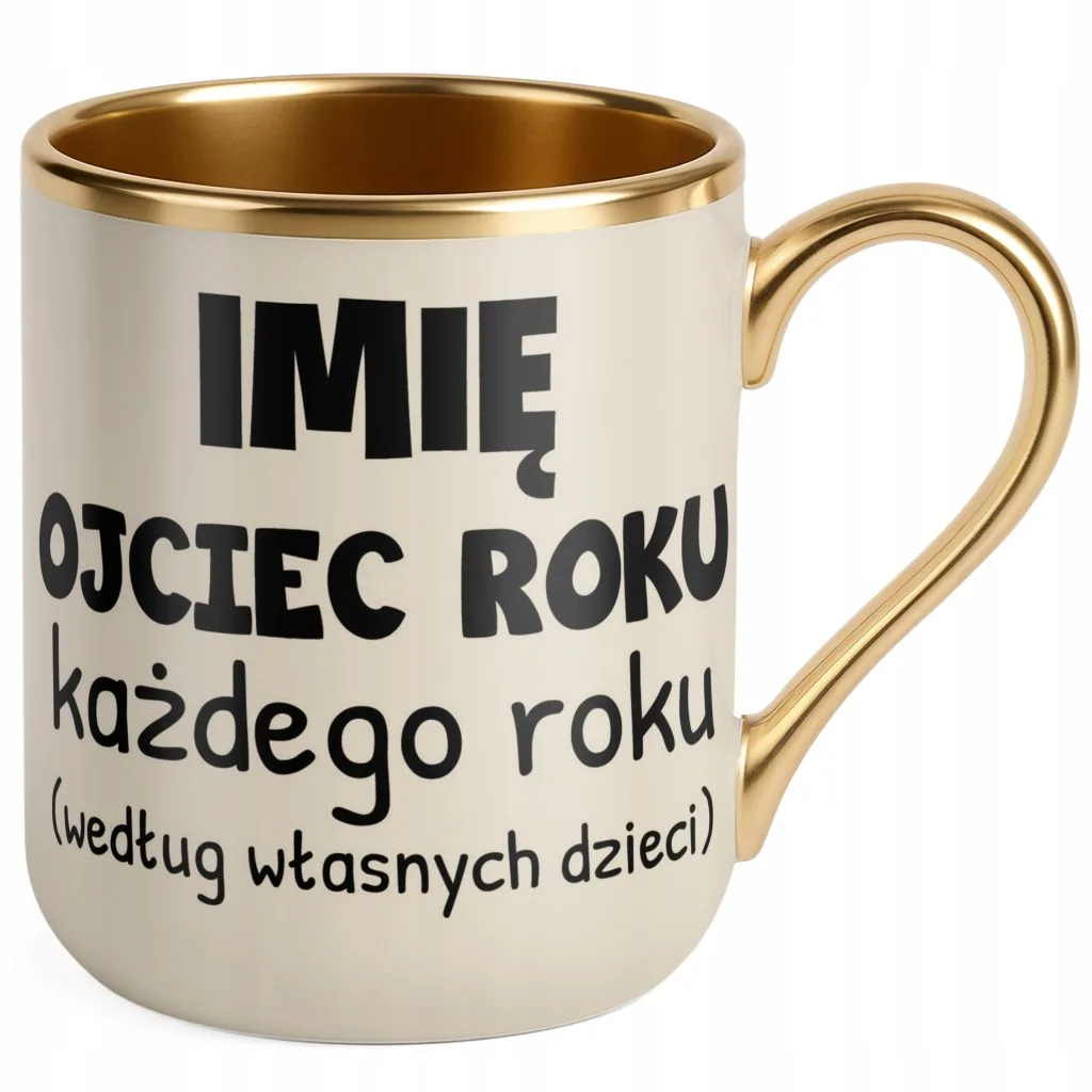 Kubek Premium Złoty Ecru Personalizowany Dzień Ojca Ojciec Roku
