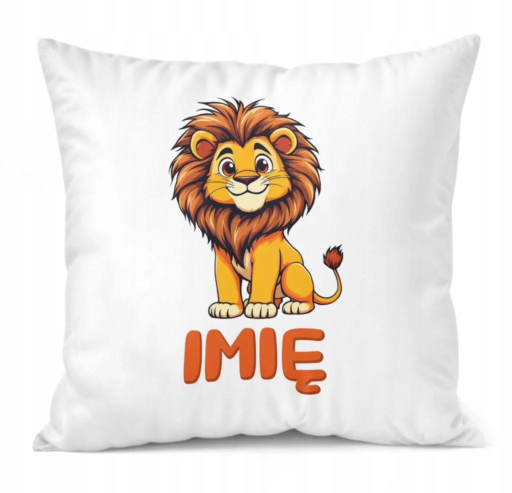 Poduszka 38x38cm Personalizowana Lew Zwierzak Słodki Dla Dzieci
