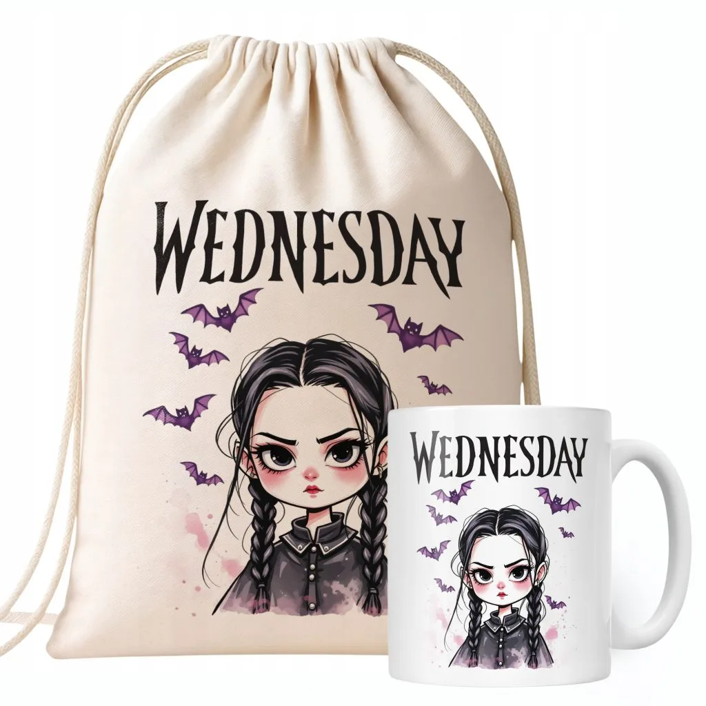 Zestaw Kubek + Plecak Nevermore Wednesday Addams Dla Fanów Prezent