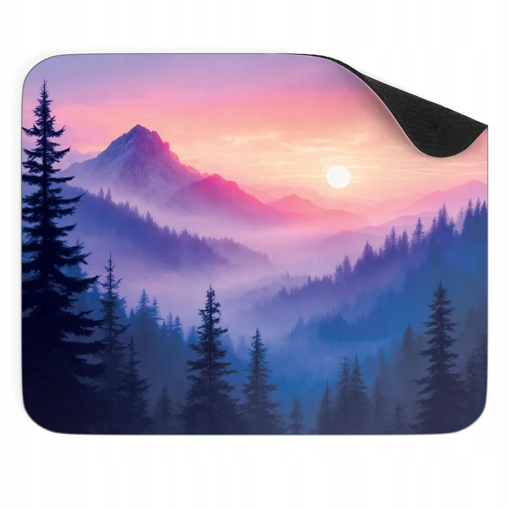 Podkładka pod mysz 22×18 cm Las Rzeka Mgła Góry