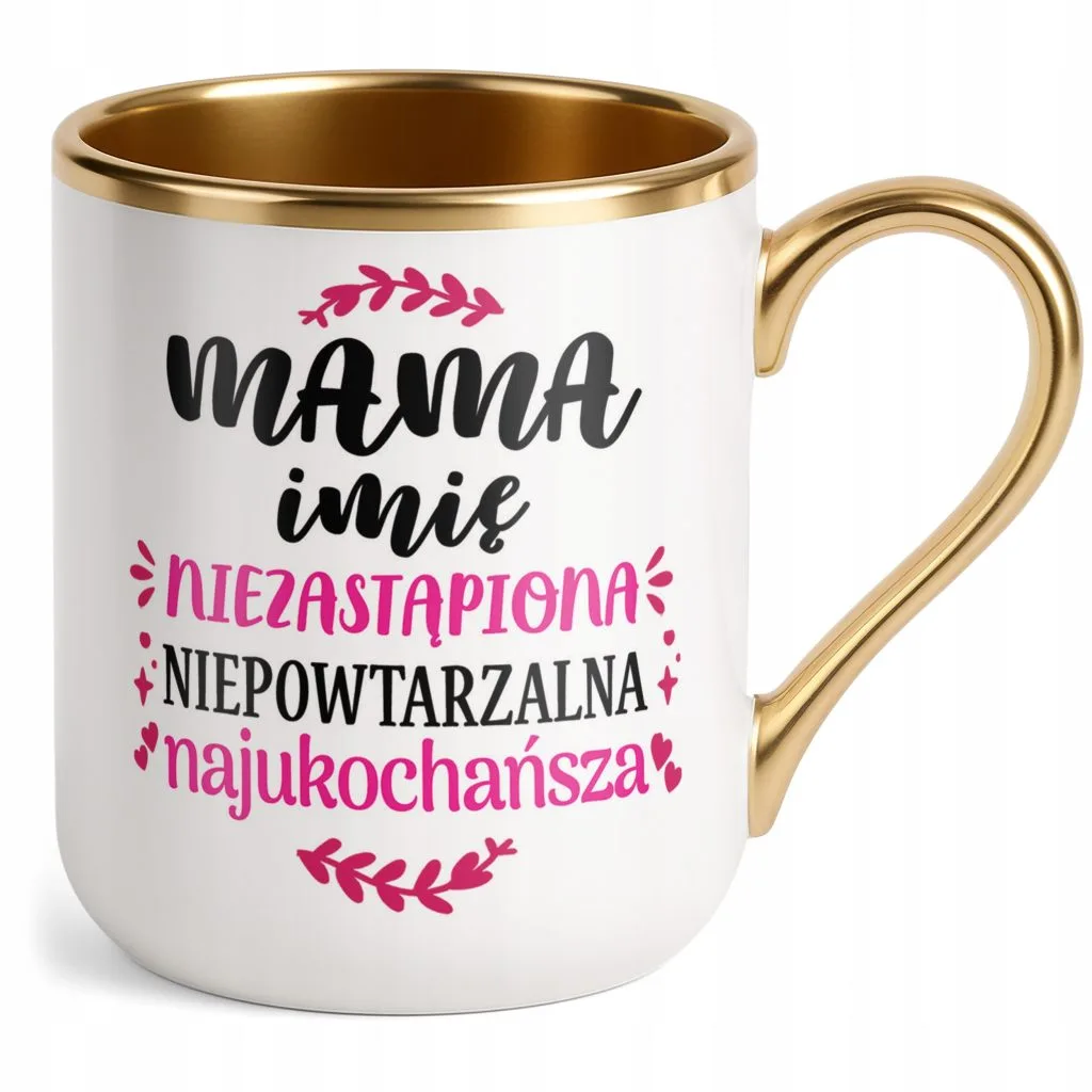 Kubek Premium Złoty Personalizowany Dzień Matki Dla Mamy Prezent Upominek