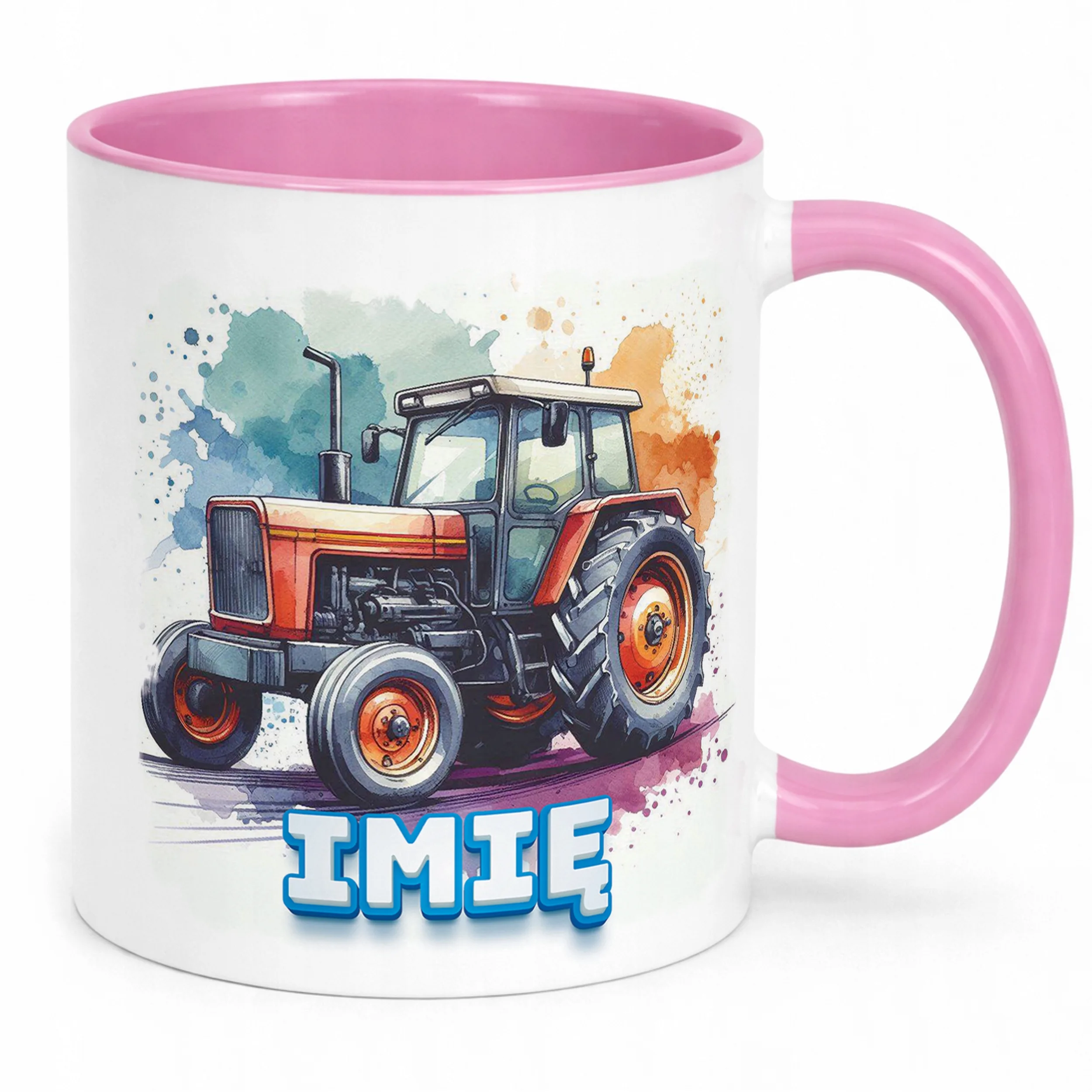 Kubek Różowy Personalizowany Dla Fanów Traktorów Traktor Prezent