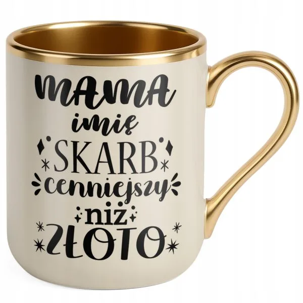 Kubek Premium Złoty Ecru Personalizowany Dzień Matki Dla Mamy