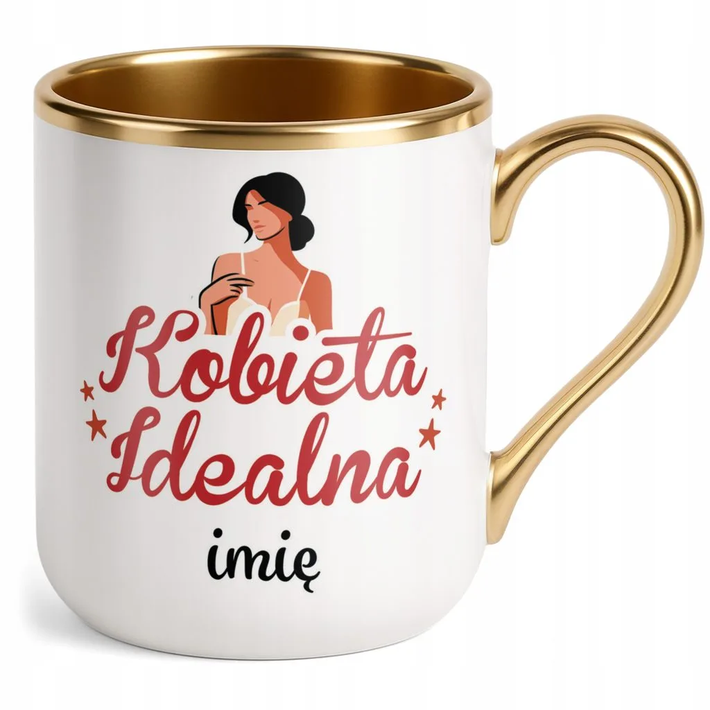 Kubek Premium Złoty Personalizowany Dzień Kobiet Zabawny Prezent Upominek