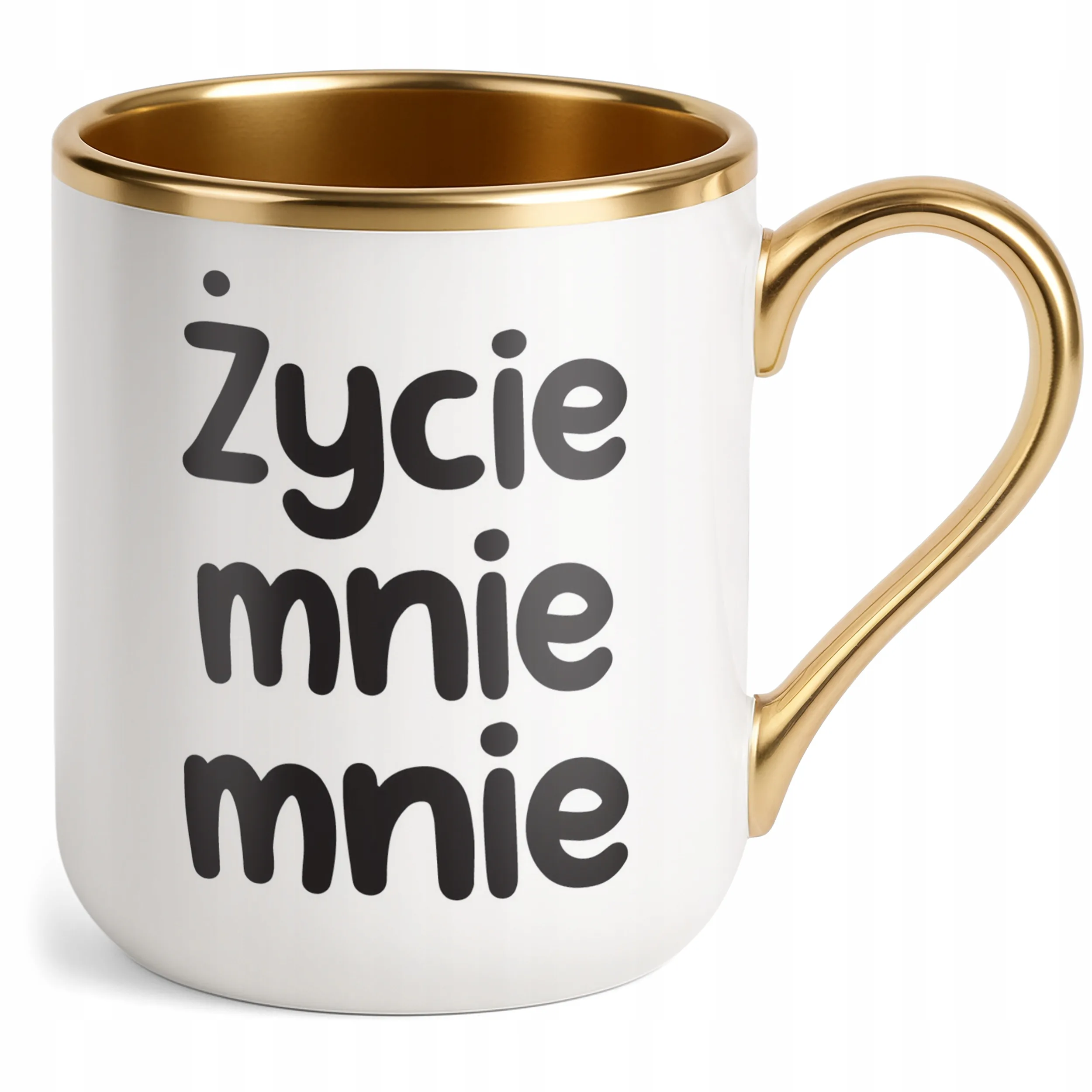 Kubek Premium Złoty Życie Mnie Mnie Śmieszny Zabawny Prezent