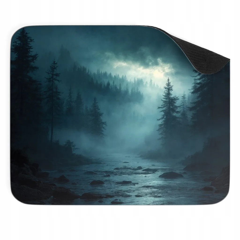 Podkładka pod mysz 22×18 cm Las Rzeka Mgła Góry