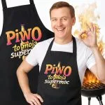 Bawełniany Czarny Fartuch Kuchenny Piwo To Moja Supermoc Z Nadrukiem