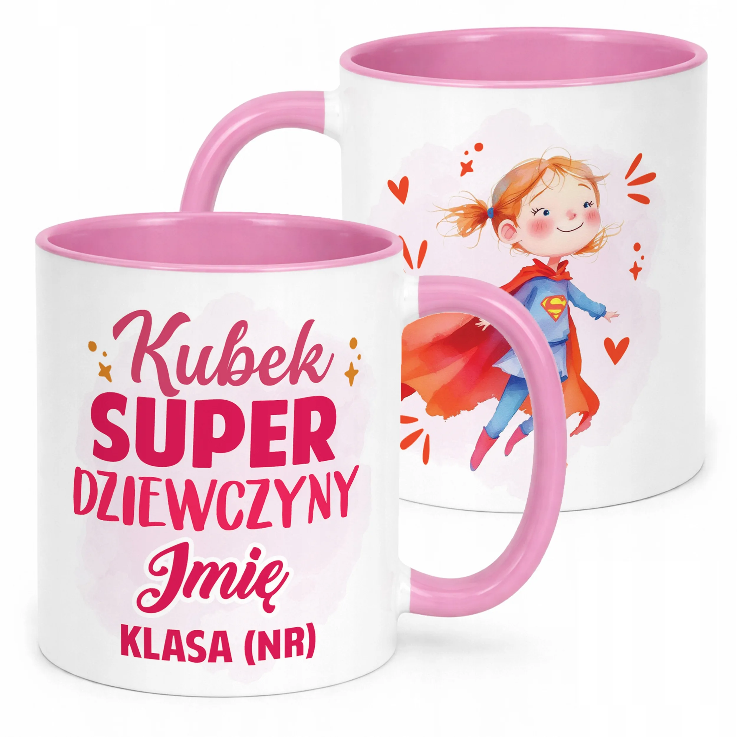 Kubek Różowy Z Imieniem Klasa Dzień Kobiet Dla Dziewczynki Prezent