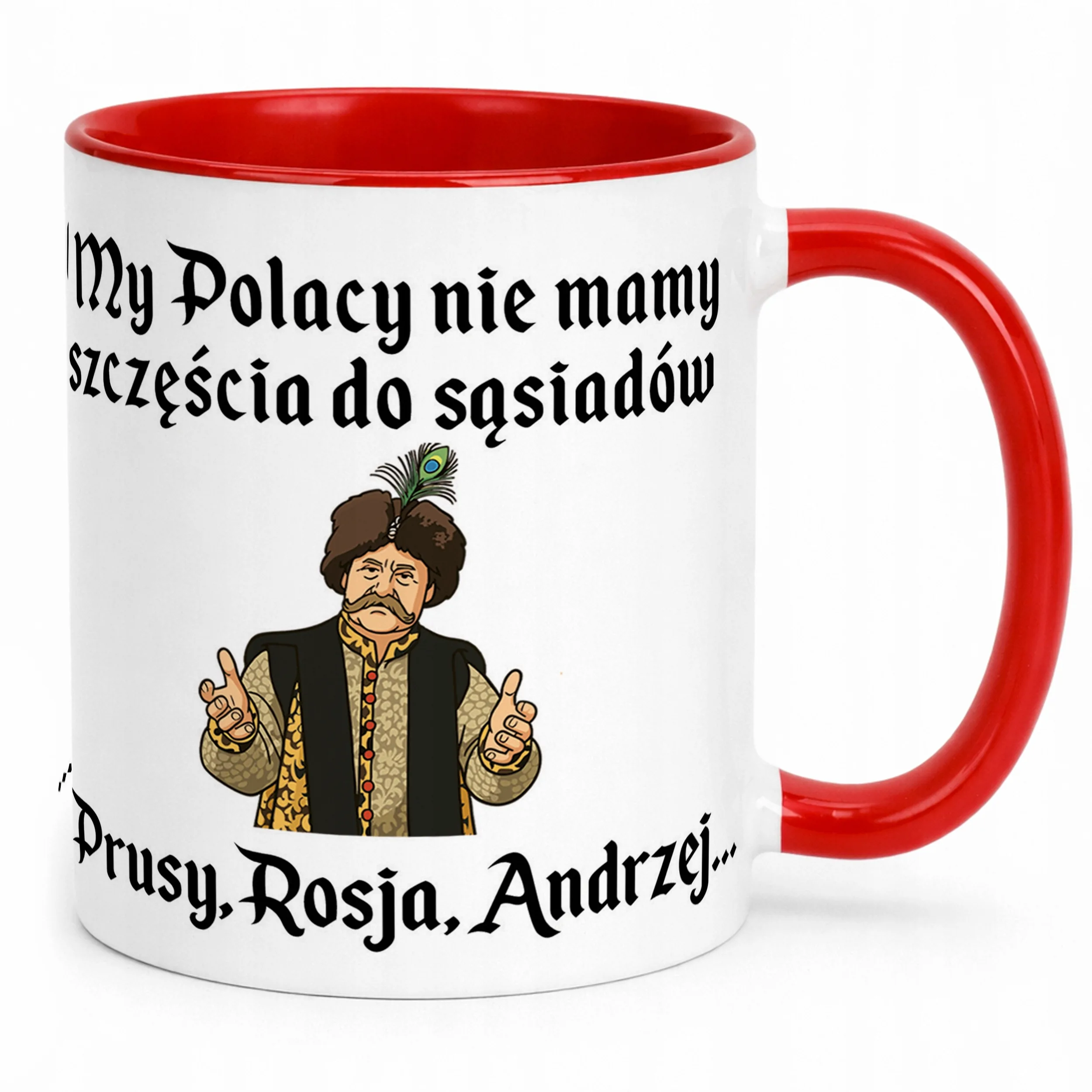 Kubek ceramiczny 1670 Nie Mamy Szczęścia Do Sąsiadów Jan Paweł Prezent
