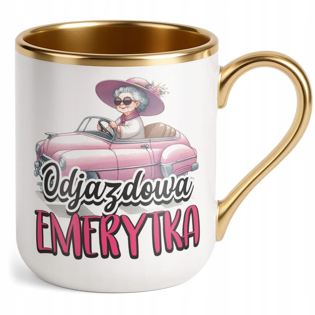 Kubek Premium Złoty Z okazji Emerytury Dla Emerytki Prezent