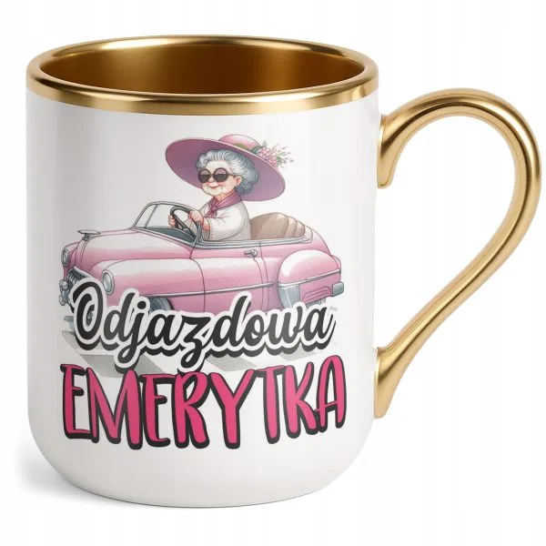 Kubek Premium Złoty Z okazji Emerytury Dla Emerytki Prezent