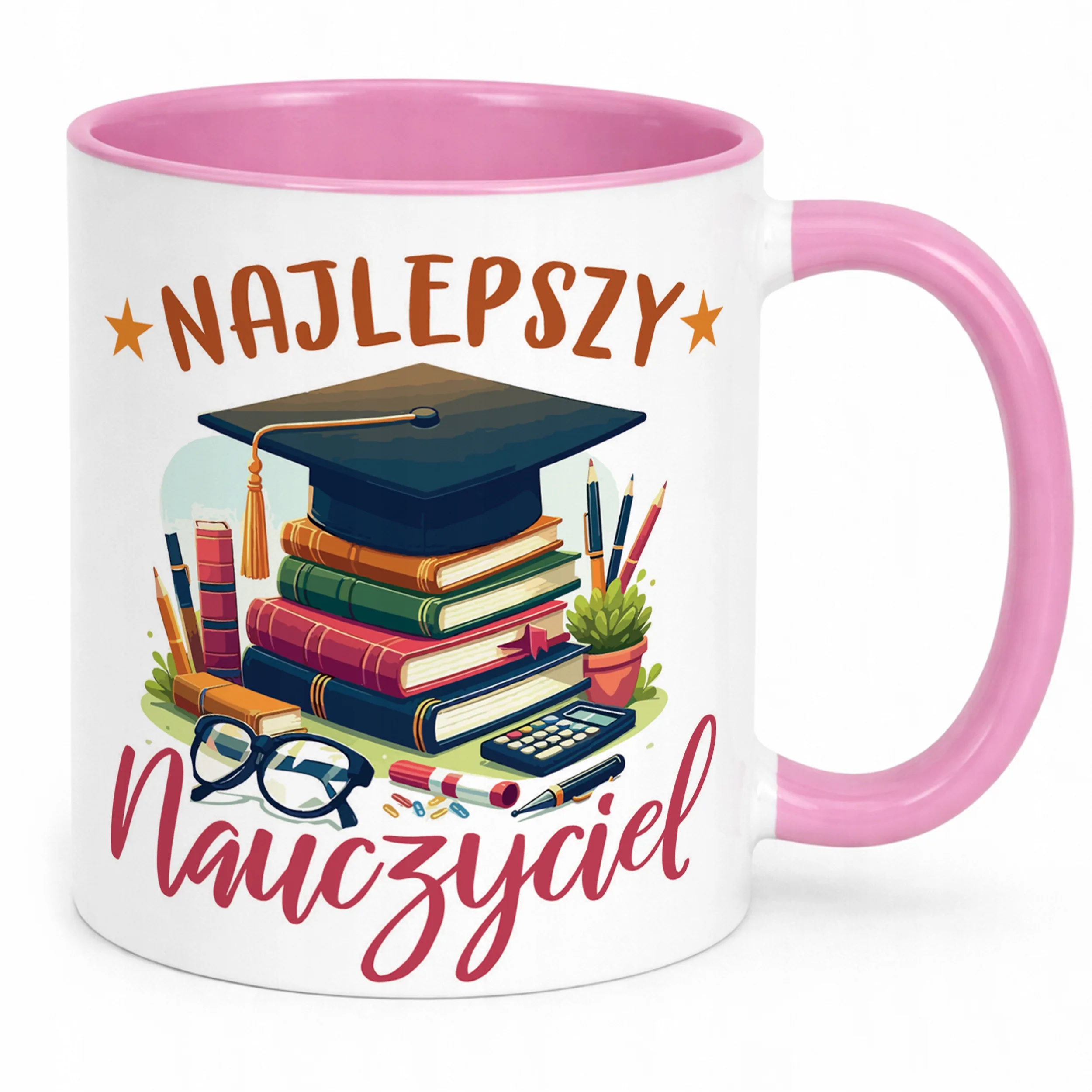 Kubek Różowy Najlepszy Nauczyciel Dzień Nauczyciela Prezent