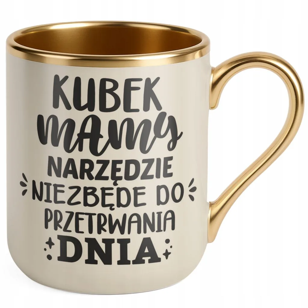 Kubek Premium Złoty Ecru Dzień Matki Prezent Narzędzie Do Przetrwania