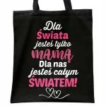 Torba bawełniana czarna na zakupy Dzień Matki Dla Mamy Prezent