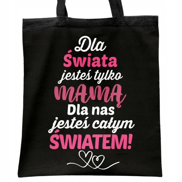Torba bawełniana czarna na zakupy Dzień Matki Dla Mamy Prezent