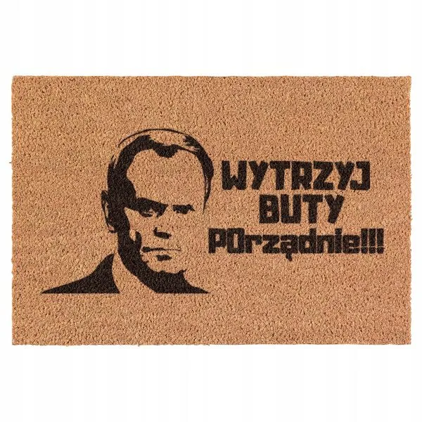 Wycieraczka Wytrzyj Buty POrządnie Anty Tusk kokosowa pod drzwi 60x40cm