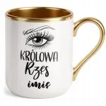 Kubek Premium Złoty Personalizowany Królowa Rzęs Dla Stylistki Prezent