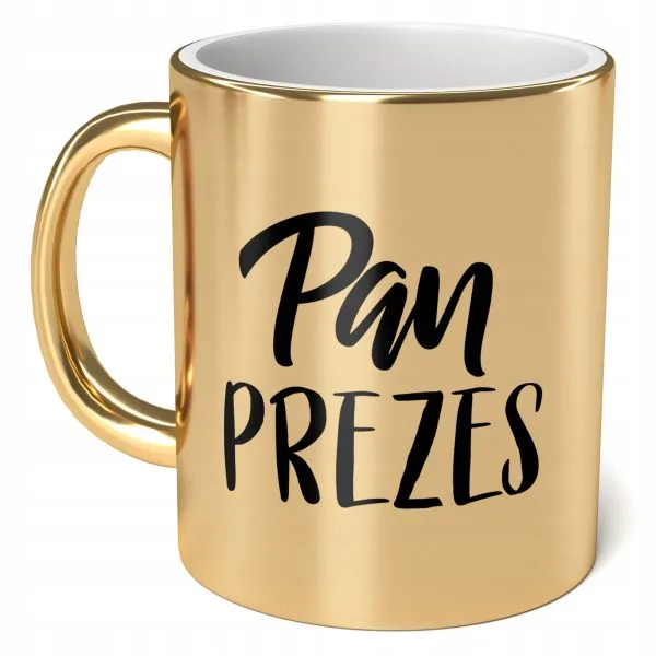 Kubek Złoty ceramiczny 330ml Pan Prezes Dla Prezesa Prezent Upominek