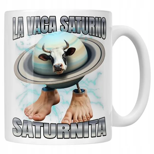 Kubek ceramiczny La Vaca Saturno viral tiktok brainrot mem