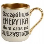 Kubek Premium Złoty Ecru Z okazji Emerytury Dla Emerytki Prezent