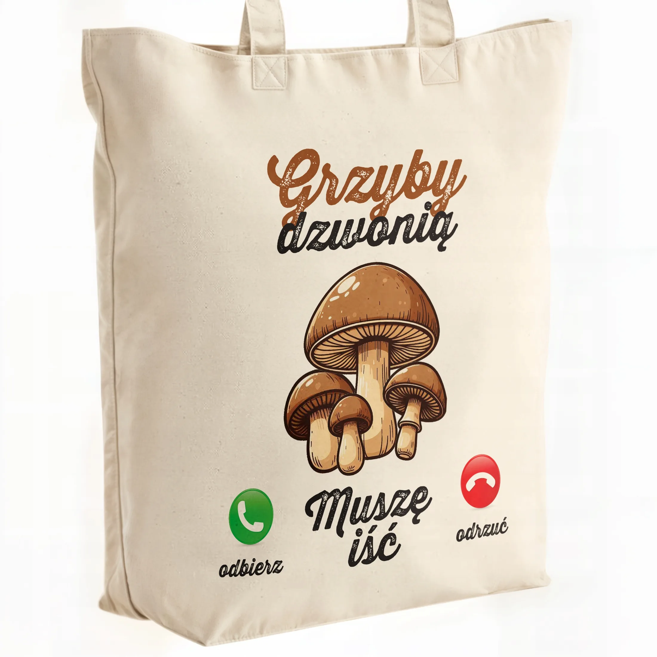 Torba bawełniana premium Grzyby Dzwonią Grzybiarz Prezent