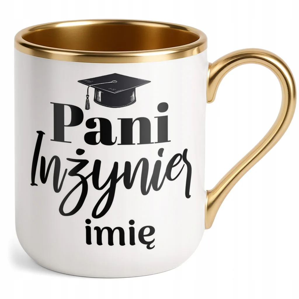 Kubek Premium Złoty Personalizowany Pani Inżynier Prezent Upominek