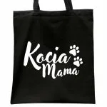 Torba bawełniana czarna na zakupy Kocia Mama Dla Kociar