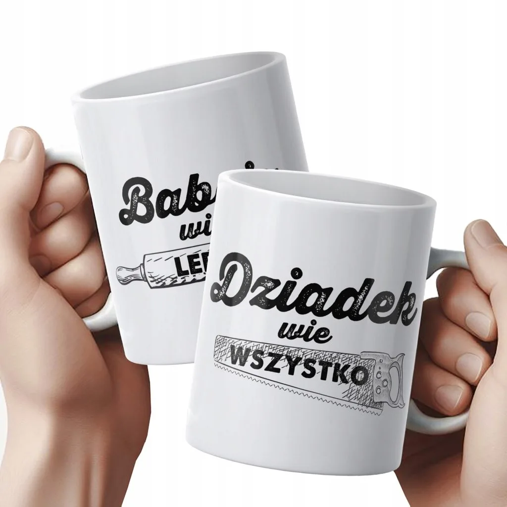 Zestaw Kubków Ceramicznych 330 ml Dzień Babci i Dziadka Prezent Upominek