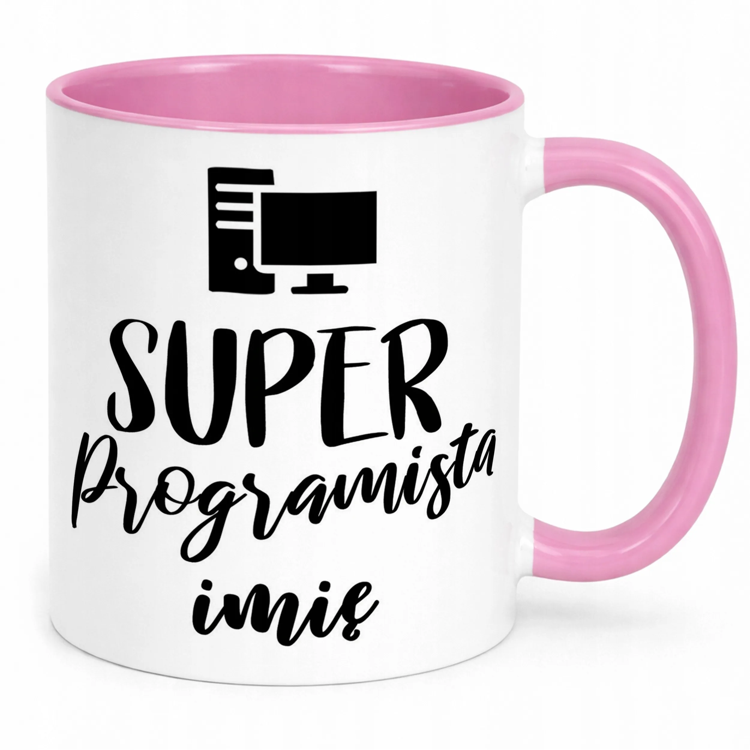 Kubek Różowy Personalizowany Super Programista Prezent Upominek