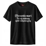 Koszulka czarna męska 1670 Memento Mori Cytat Motywacyjny r. 3XL