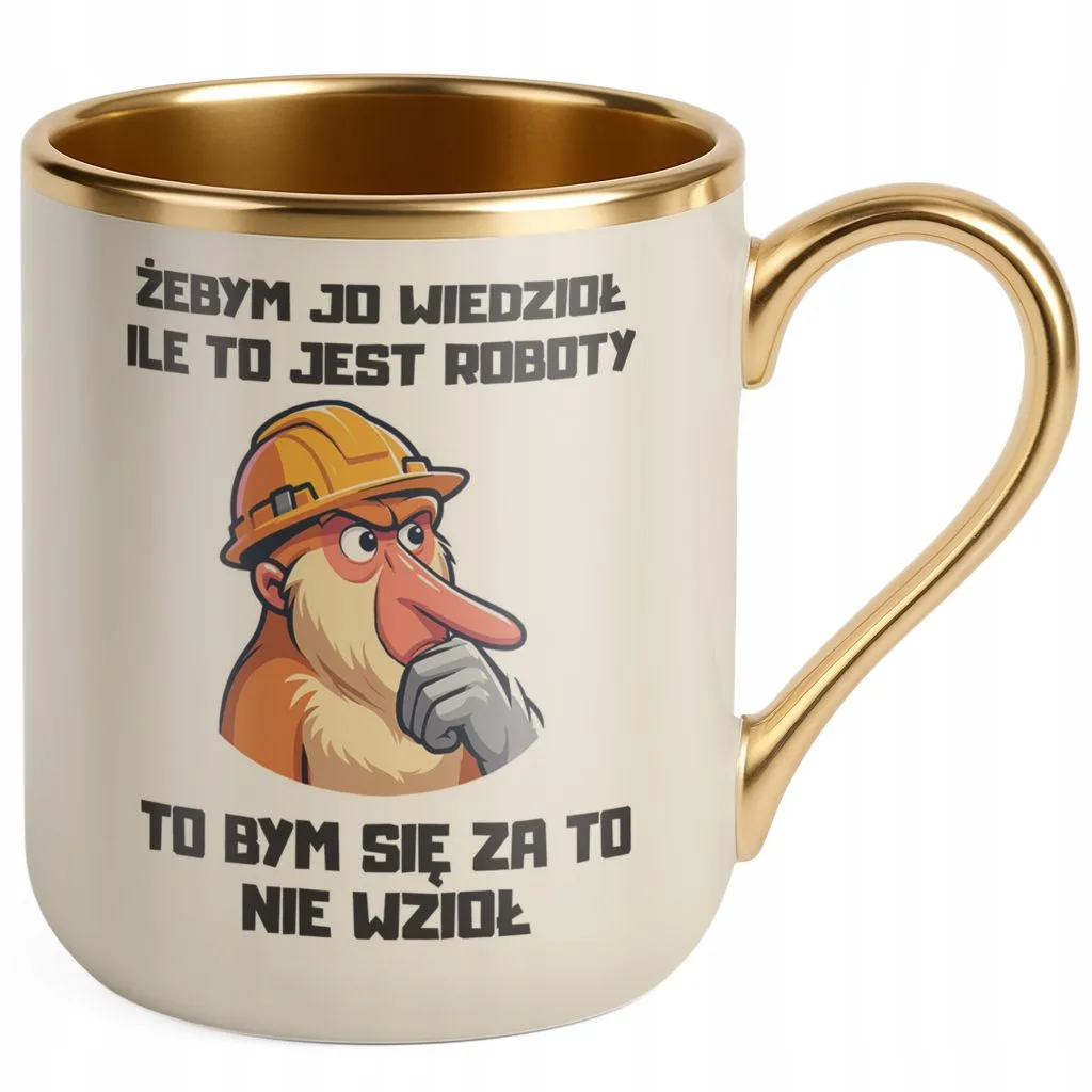 Kubek Premium Złoty Ecru Janusz Nosacz Do Pracy Zabawny Prezent
