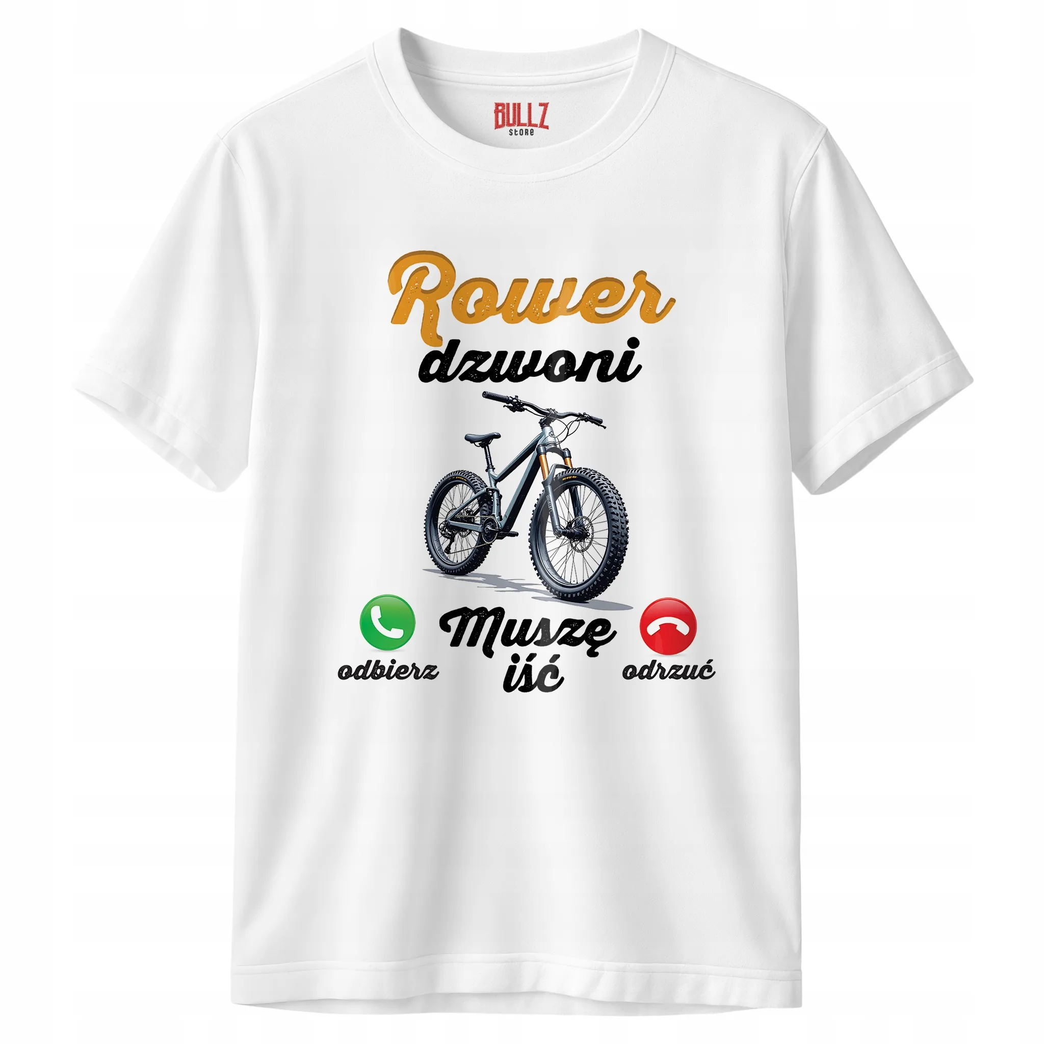 Koszulka biała męska Rower Dzwoni Kolarz Prezent r. 3XL