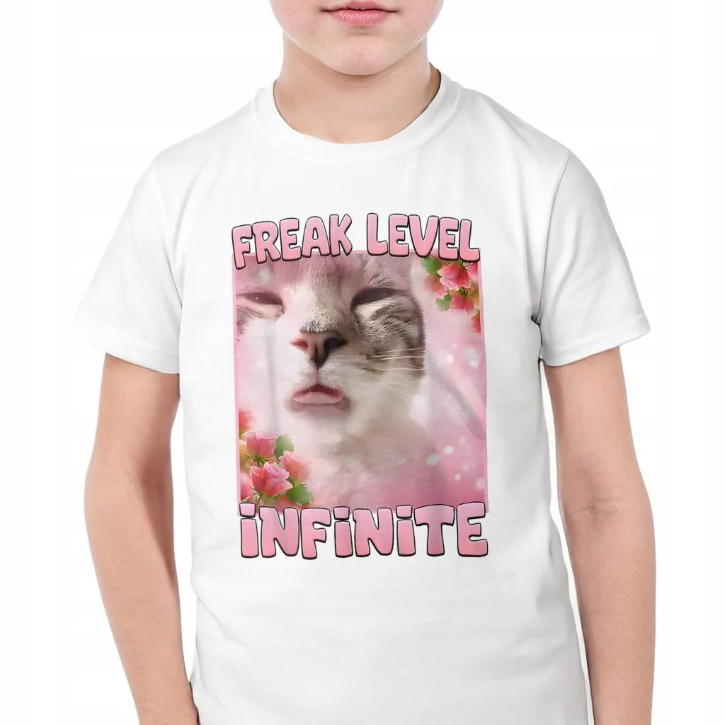 Koszulka biała dziecięca Freak Level Infinite viral tiktok mem