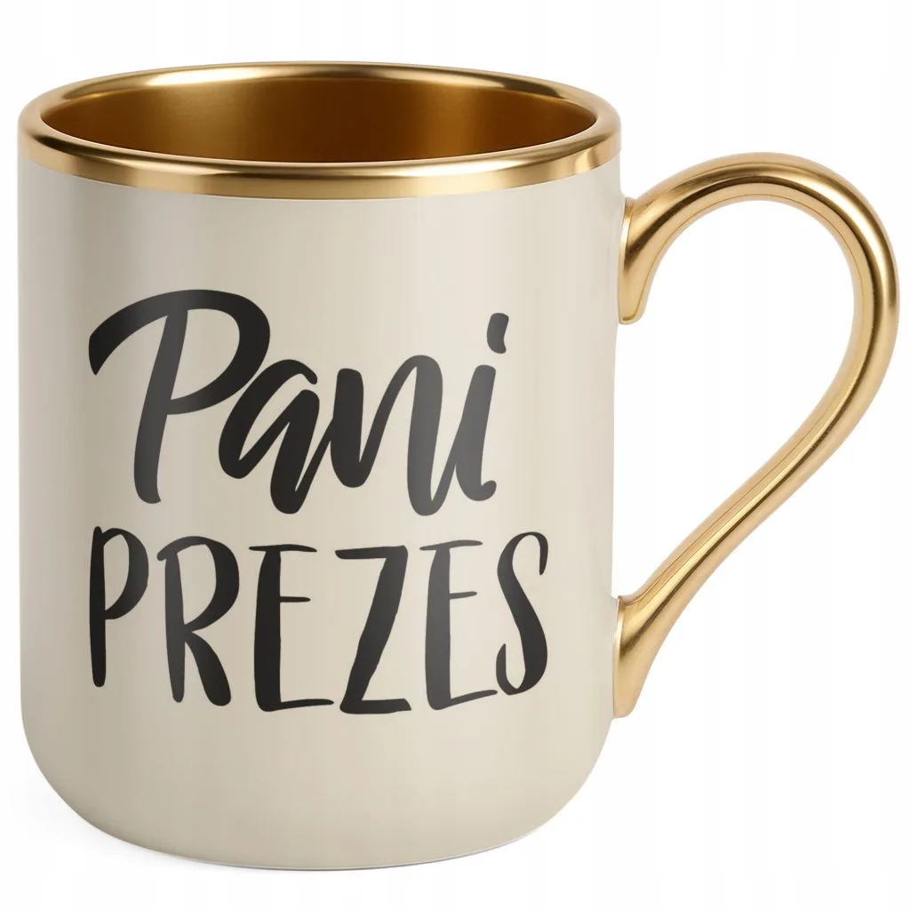 Kubek Premium Złoty Ecru Pani Prezes Dla Kobiety Praca Prezent
