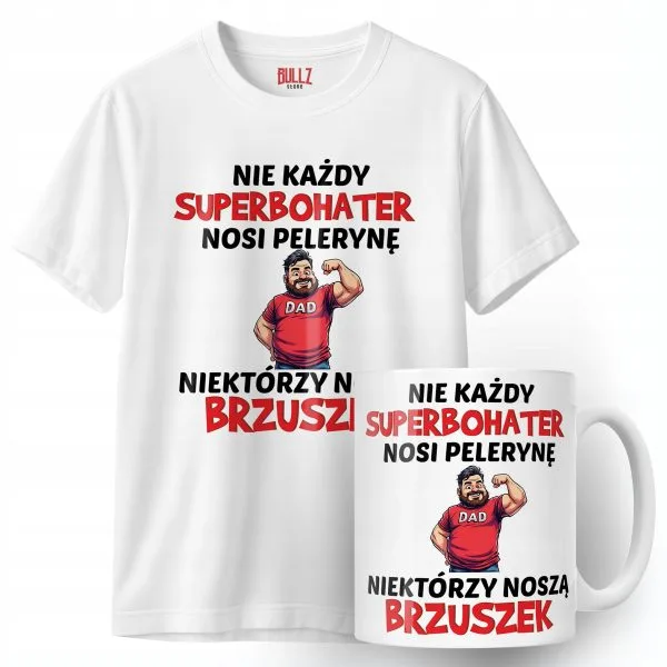 Zestaw Kubek + Koszulka Dzień Ojca Dla Taty Tata Bohater Prezent