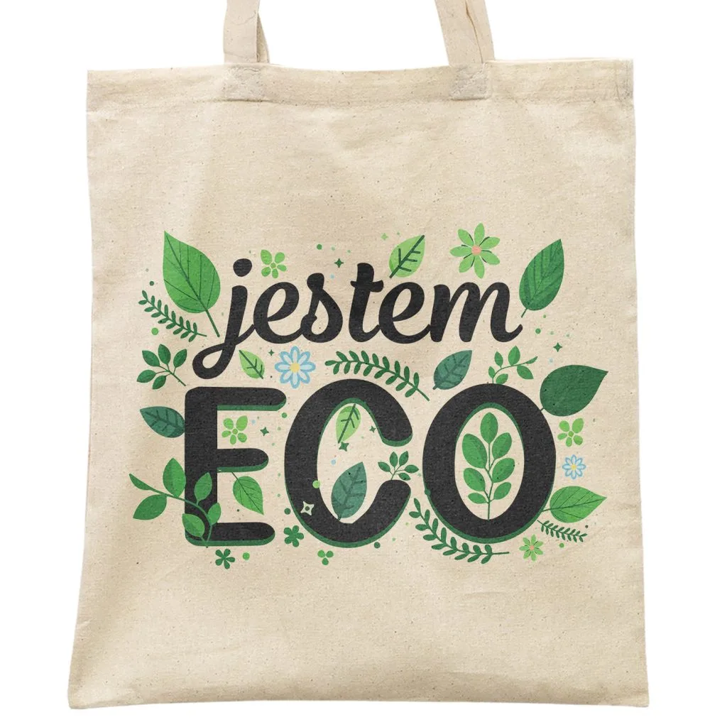 Torba bawełniana materiałowa na zakupy EKO Ekologia JESTEM EKO Recykling